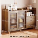 A&0388實木移動門 餐邊櫃 廚房收納櫃 落地置物櫃 茶水櫃 碗櫃 微波爐置物櫃