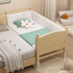 A&0860全新兒童拼接床 加寬床邊實木嬰兒帶護欄側床箱體床子母床