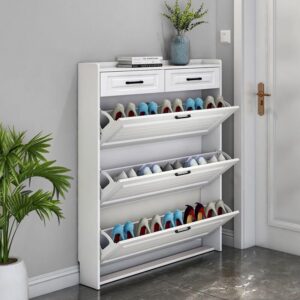 A&0956木製簡約時尚鞋櫃 超薄翻鬥鞋櫃 家用帶抽組裝 簡易門廳櫃玄關櫃鞋櫥鞋架