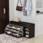 A&0113免安裝簡約大氣換鞋凳 入門鞋櫃 鞋架 收納柜 儲物凳可座翻斗鞋櫃穿鞋凳家用