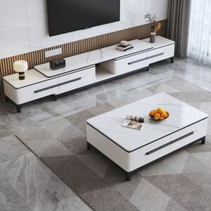 A&1608 岩板電視櫃 茶几組合 伸縮地櫃 地台櫃 落地櫃 客廳收納櫃 儲物櫃 電視機櫃 可收縮櫃子 多顏色選擇