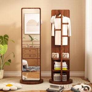 A&0766鏡櫃 化妝櫃 飾品收納櫃 化妝品收納櫃 衣帽櫃 掛衣架 穿衣鏡 可360度旋轉 移動款全身鏡 落地鏡 多功能試衣鏡