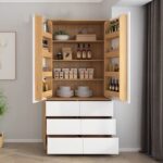 A&1610冰箱式儲物櫃雙開門收納櫃雙面儲物雜物櫃餐邊櫃酒櫃櫥櫃廚房多層置物櫃多功能櫃子高櫃高身櫃