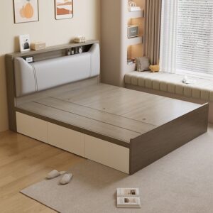 A&1781實木床加固耐用穩陣雙人床四呎床床頭軟包靠背五呎床六呎床