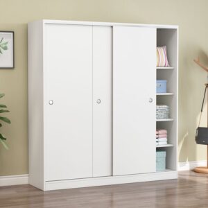 A&0120木製衣櫃 臥室落地收納櫃 儲物櫃 北歐簡約小型衣櫃 成人兒童衣櫥