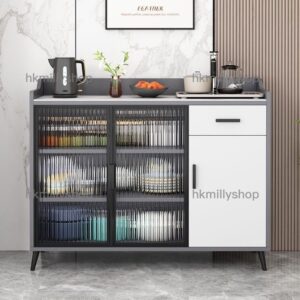 A&1590餐邊櫃 碗櫃 茶水櫃 廚房收納櫃 岩板雲石檯面 儲物櫃 長虹玻璃櫃