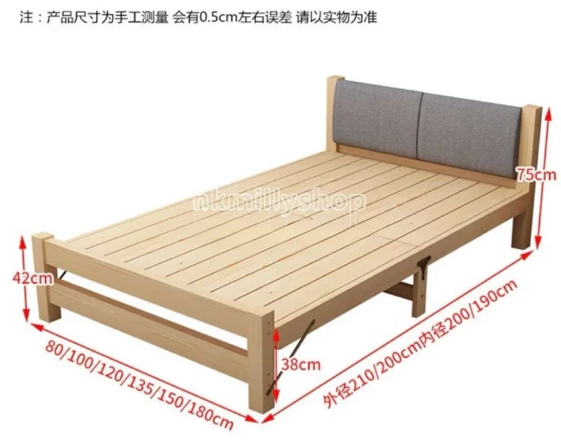 A&1768免安裝實木折疊床軟靠背 摺床 摺疊床架 實木床架 軟包床架 - Image 11