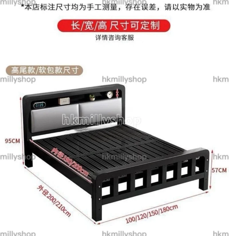 A&1811加厚鐵架床帶床頭軟包 床頭儲物軟靠 雙人床 單人床 床架 - Image 10