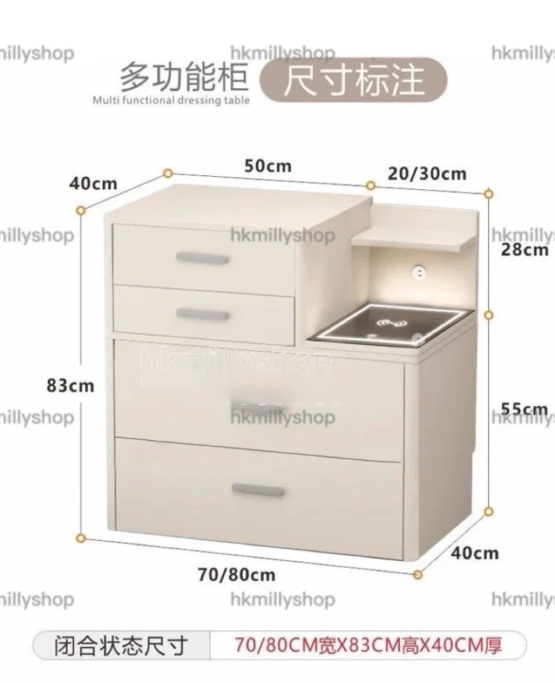 A&1824多功能梳妝台 床頭櫃 夜燈 可無線充電 LED觸屏鏡面 多檔調製燈源 鋼化玻璃檯面 大容量儲物凳 化妝枱 臥室床頭櫃 床頭儲物櫃 收納櫃 桌椅組合 化妝桌子 多尺寸選擇 全新包送貨 - Image 10