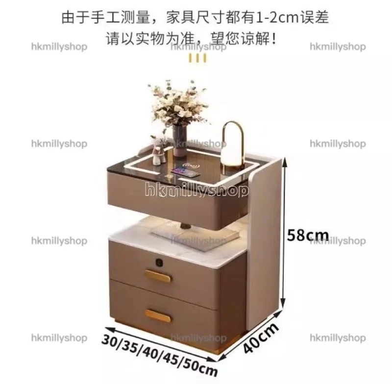 A&1867智能床頭櫃 指紋鎖櫃子 無線快充+USB 只能藍牙音響 三色可調燈光 岩板檯面 - Image 11