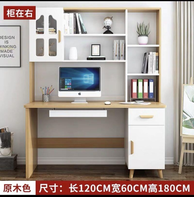 A&0195家用電腦枱 電腦桌 書桌 寫字枱 書枱 台式電腦桌 學生書架一體組合櫃 - Image 10