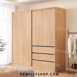 A&1096新中式時尚衣櫃 趟門衣櫃 推拉門衣櫃 儲物櫃 收納櫃 超大容量置物櫃 移門衣櫃 帶櫃桶