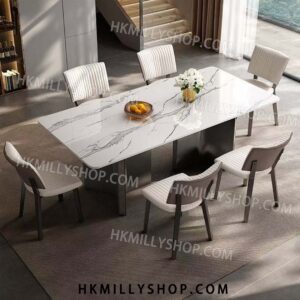 A&1697 意式輕奢 巖板餐枱 餐桌椅組合 長方形餐桌 現代高端 中小戶型 吃飯桌