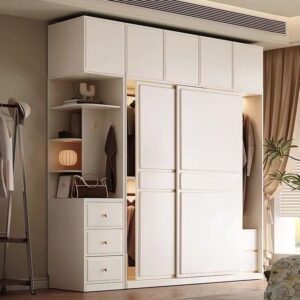 A&1360趟門衣櫃 大容量儲物櫃 臥室收納櫃 衣櫥 衣帽櫃 抽屜衣櫃 衣櫃頂櫃邊櫃一體組合櫃