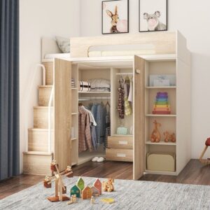 A&1323小戶型半高儲物床 可定制尺寸 多功能收納床 衣櫃床 抽屜床 高箱床