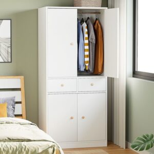 A&1366細尺寸衣櫃 帶抽屜帶櫃桶 掛衣櫃 臥室收納櫃 衣帽櫃 平開門衣櫃 多層收納櫃