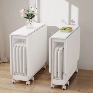 A&1738免安裝折疊餐枱餐椅組合  木板枱面 靠背椅 凳子 可移動帶轆餐枱