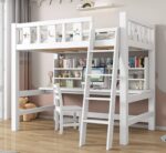 A&1057實木高架床 上下床 兒童床 成人床 單人床 書檯辦公台一體床架 多功能組合床