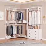 A&1405 掛衣架落地衣帽架開放式衣櫃自制衣帽間櫃子組合金屬衣架置物架