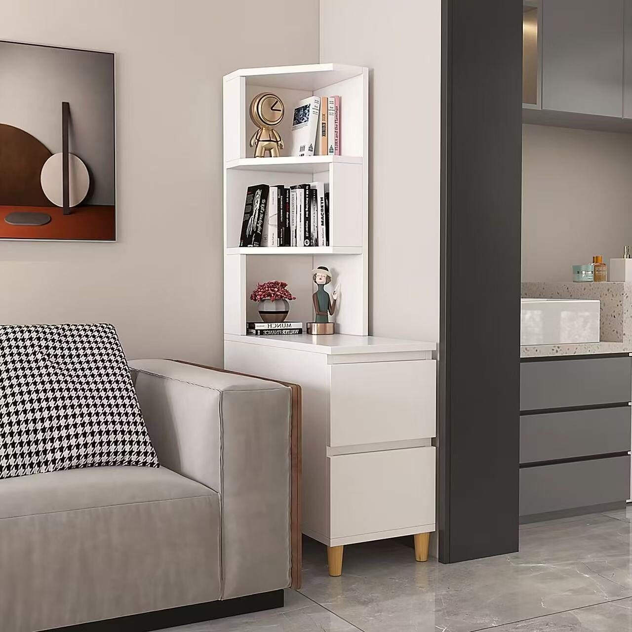 A&0720角櫃 邊櫃 沙發轉角櫃 收納架 收納櫃 儲物櫃 墻角櫃 窄縫櫃 多層櫃 臥室書櫃 客廳櫃子全新包送貨