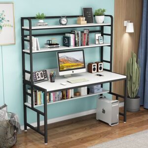 A&0522 加高書桌書枱辦公枱寫字枱學習枱學習桌電腦枱電腦桌書架一體組合枱多層收納書架