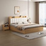 A&1776實木床加固耐用雙人床床頭軟包靠背實木鋪板床架榻榻米床架床褥一體