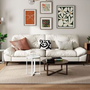 A&0703梳化床科技皮免洗沙發床 棉麻布藝梳化床 可躺雲朵布藝客廳奶油風格小戶型專用沙發