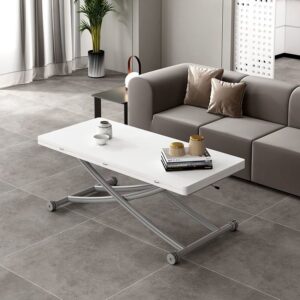 A&1269升降餐枱 岩板多功能一體桌 茶几餐桌兩用 折疊桌 飯桌 伸縮枱可調節高低 帶轆 輪子可鎖 摺枱