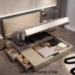 A9008 油壓床 氣壓三櫃桶 框架 超薄床頭真皮床現代簡約雙人1.8x2m小戶型主臥雙人儲物皮床