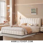 A9015 現代簡約實木床 單人床 雙人床 主臥大床 家用單人床 奶油風軟包床