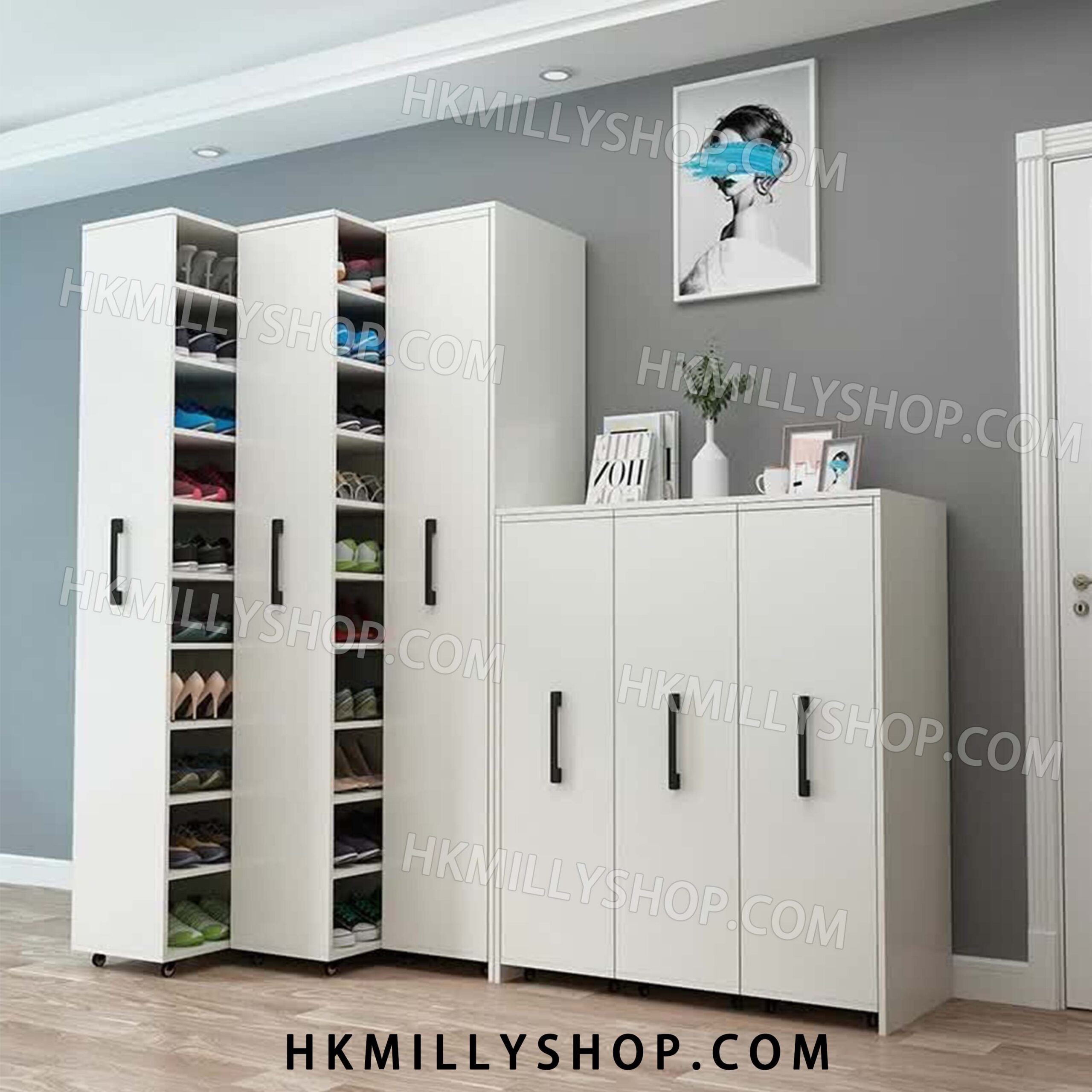 A9025 推拉防塵鞋櫃家用門口大容量縫隙帶輪鞋架夾縫抽屜式可移動側拉櫃