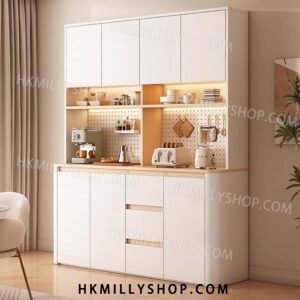 A9029 圓角實木 餐邊櫃 酒櫃 置物架 洞洞板 靠墻一體 客廳家用 儲物廚房 餐邊櫃