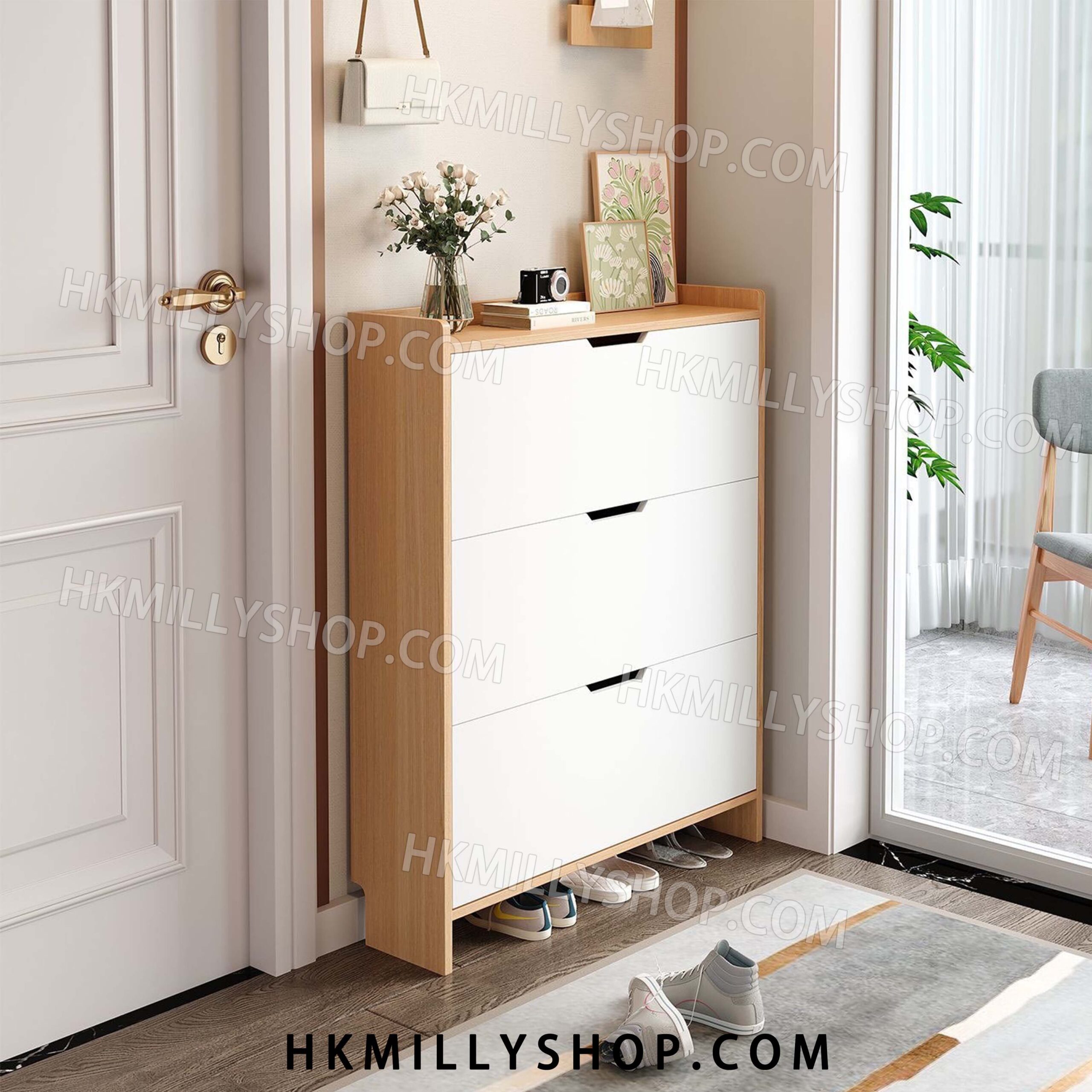 A9040 鞋櫃 實木超薄 翻鬥鞋櫃 家用門口大容量玄關櫃 簡易鞋架