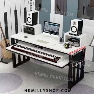 A9041 現代簡約 電子琴桌 音樂編曲工作枱 電子琴桌 學習桌 鍵盤托電鋼琴 雙層鋼琴桌