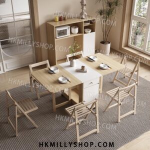 A9044 免安裝餐枱 小戶型 家用餐桌 可折疊移動簡易 多功能 桌子 飯桌椅組合