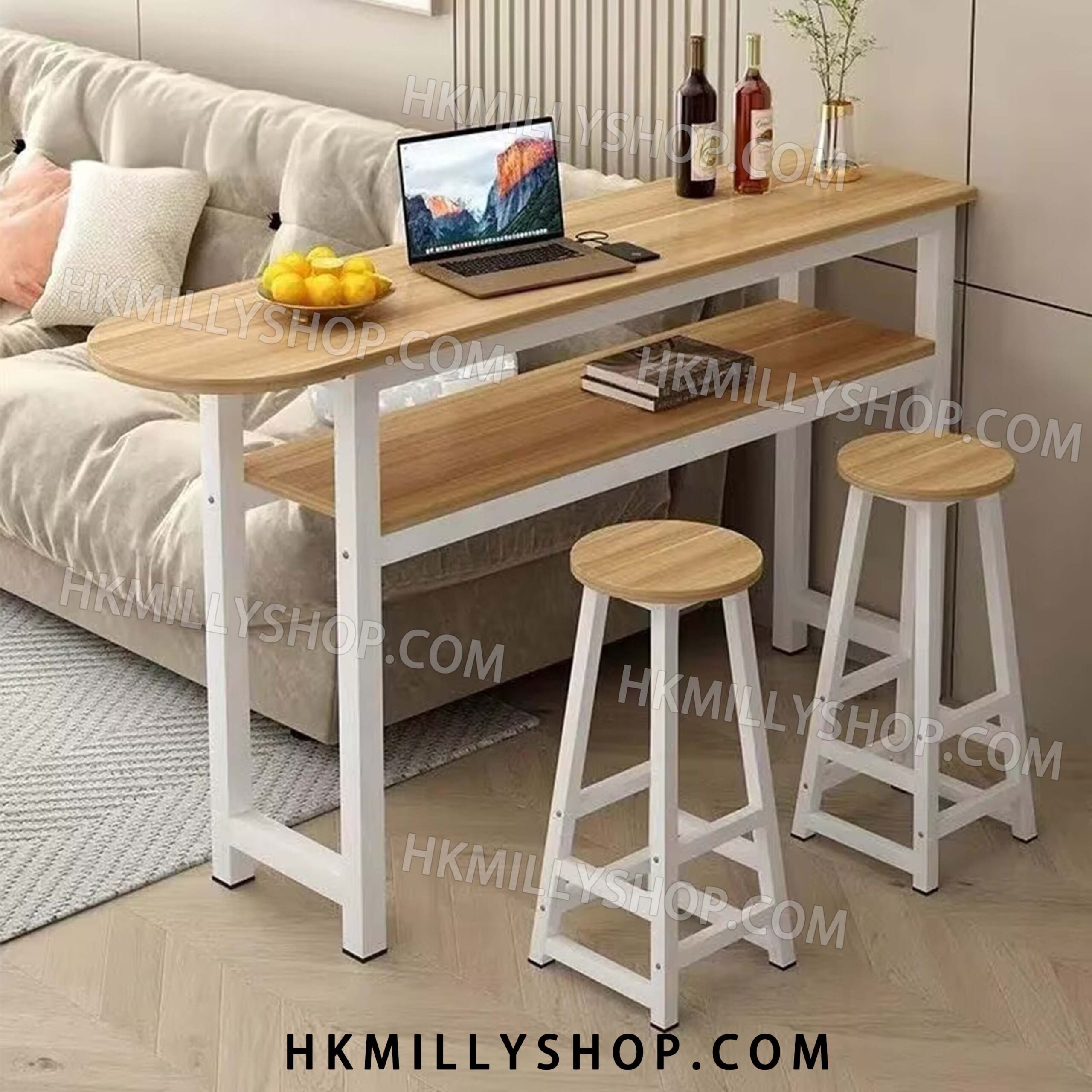 A9046 吧枱桌 吧臺 吧檯 電腦桌 靠墻餐廳飯店 簡易鋼木長條桌吧臺桌 出租屋餐桌