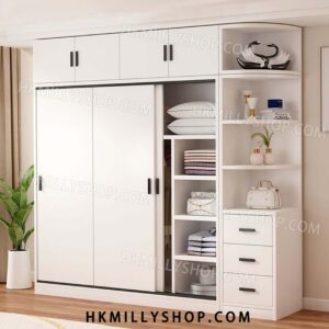 A9047 實木衣櫃 家用臥室簡約現代 推拉門 趟門衣櫥 小戶型 出租屋 大衣櫃