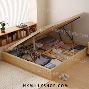 A9048 現代實木床 油壓床 氣壓床 高箱儲物床 塌塌米 小戶型 無床頭 收納床 榻榻米床