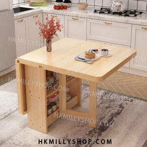 A9053 折疊餐桌 摺疊餐枱 實木松木 小戶型簡約現代折疊餐臺 長方形多功能傢具吃飯餐枱