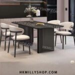 A9055 現代簡約巖板餐桌椅 餐枱 會議桌 家用小戶型 意式輕奢 長方形飯桌子