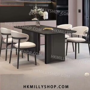 A9055 現代簡約巖板餐桌椅 餐枱 會議桌 家用小戶型 意式輕奢 長方形飯桌子