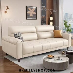 A9057 意式梳化 極簡鋼琴鍵貓抓皮沙發 客廳大小戶型家用直排三四人位梳化 皮藝沙發