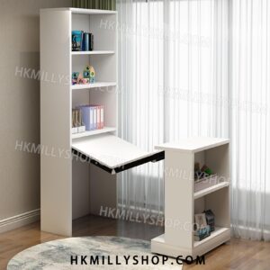 A9058 多功能 可折疊書桌 折疊書櫃 摺疊書枱 一體可伸縮書櫃 學習桌帶書架 辦公室電腦桌省空間