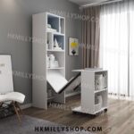 A9059 折疊實木書枱 折疊書桌 折疊書架 折疊書櫃 一體組合書櫃 家用小戶型伸縮寫字辦公電腦桌