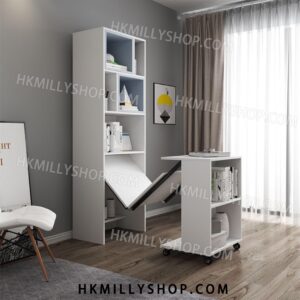 A9059 折疊實木書枱 折疊書桌 折疊書架 折疊書櫃 一體組合書櫃 家用小戶型伸縮寫字辦公電腦桌