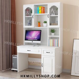 A9062 實木書桌 書枱 書架組合 一體桌 電腦桌 電腦枱 台式桌家用桌子 兒童臥室學習桌 學習枱