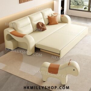 A9068 多功能梳化床 沙發床 可折疊兩用帶儲物梳化 奶油風客廳小戶型 貓抓皮免洗