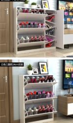 A&0959木製簡約時尚鞋櫃 入門掛架鞋櫃組合落地架換鞋凳衣帽架