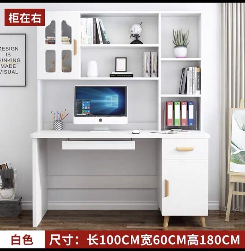 A&0195家用電腦枱 電腦桌 書桌 寫字枱 書枱 台式電腦桌 學生書架一體組合櫃 - Image 9