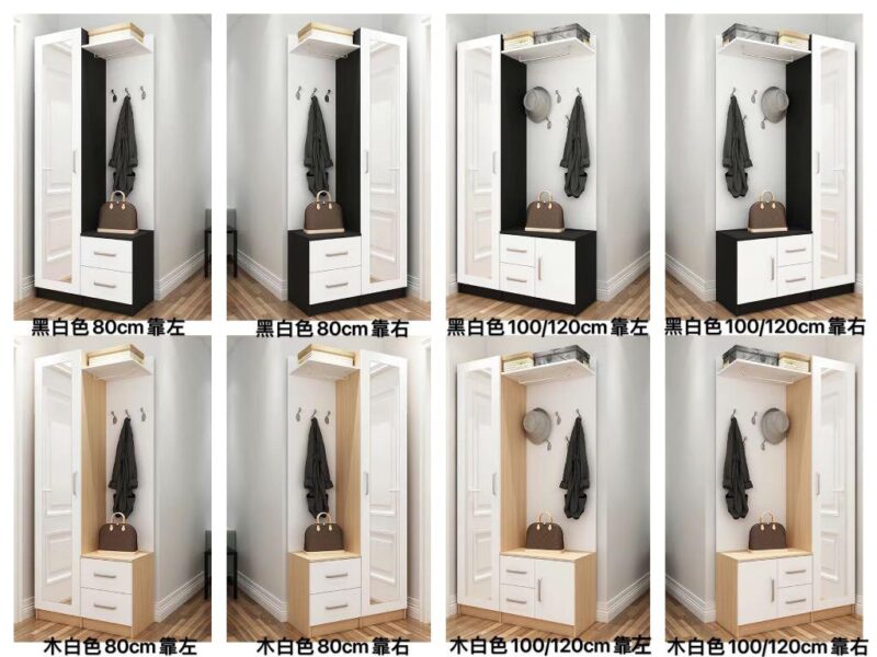 A&0051門口鞋櫃玄關櫃屏風櫃隔斷櫃衣帽架衣帽櫃多功能儲物櫃帶鏡子 - Image 10